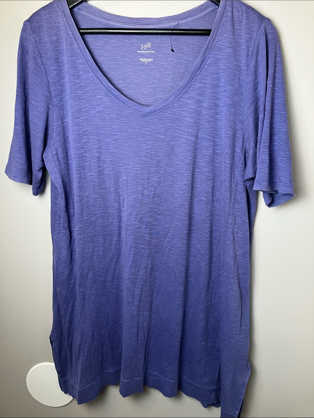 J. Jill Pima Elbow Sleeve Tunic Lavender V-Neck Short Sleeve Tee Size Medium